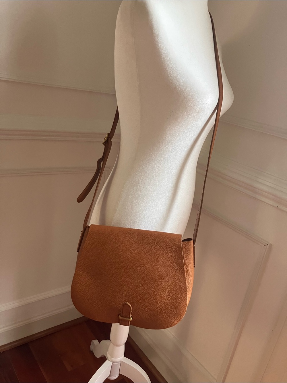 Mark & Graham Tan Leather Pebbled Crossbody Saddle Bag | Minimalist- Boho